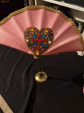 Beautiful Vintage Embellished Pink Heart Fan Hat- Designer Style